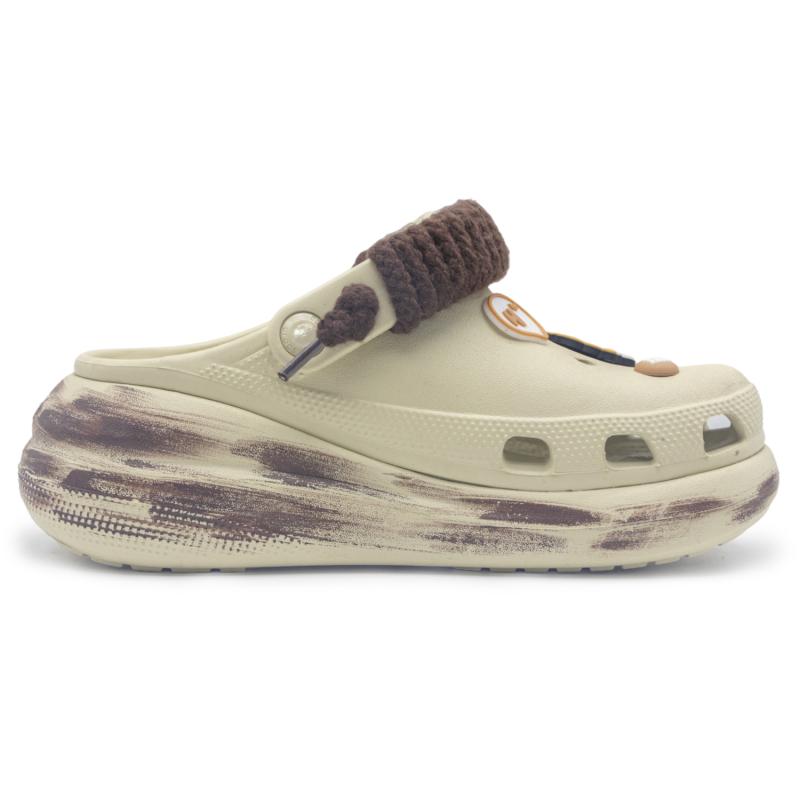 Crocs Crush Clog EVA GREAT WALK Xiongtu French Fries Pie Vibe Style Comfortable and Versatile Hole Shoes Unisex White
