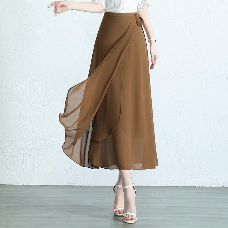 One Piece Skirt New Chiffon Skirt Women's Summer Thin High Waist Skirt