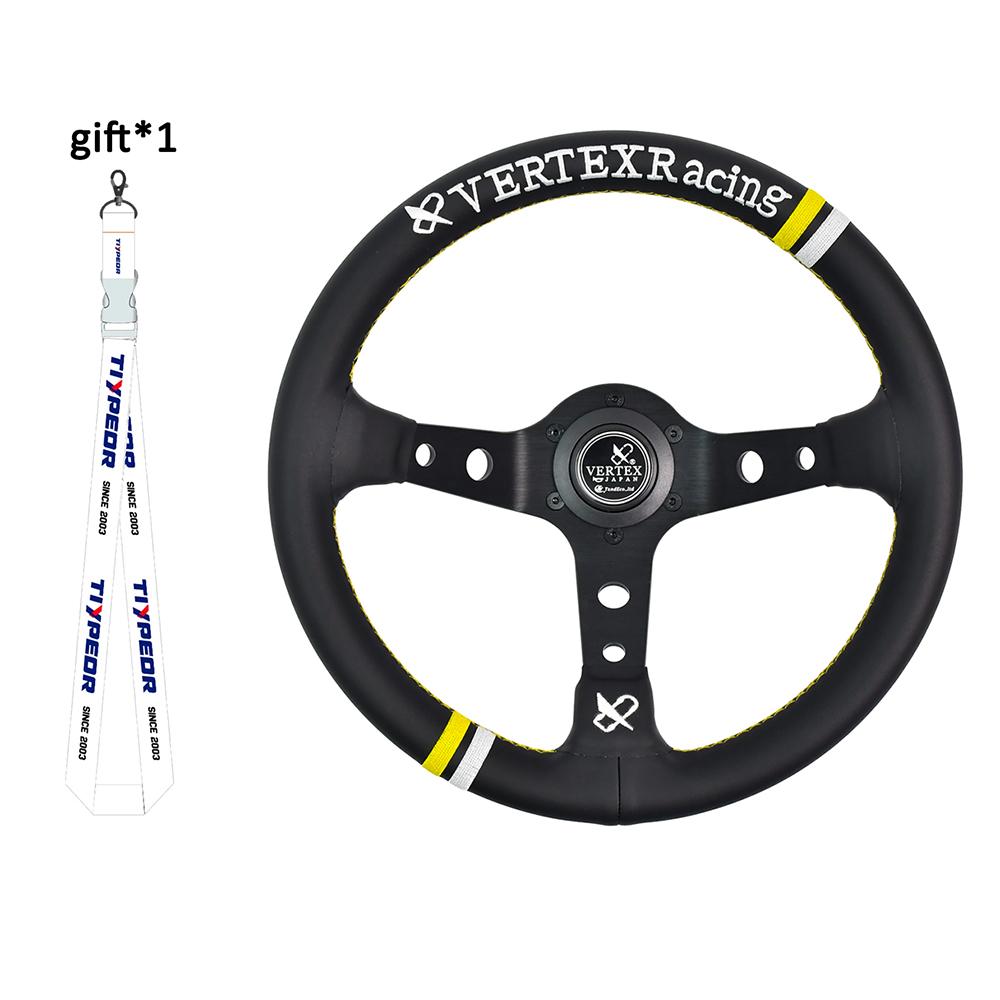 Vertex 320MM Star Embroidery Sports Steering Wheel Golden Wiring Universal Modified Steering Wheel with Forever