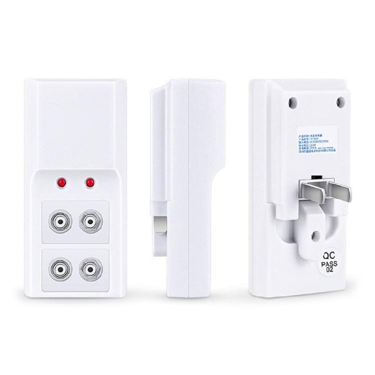 Battery Charger 2-slot Charging Station Independent Fast Charging Adapter for 9V NiMH/NiCd Rechargeable Battery