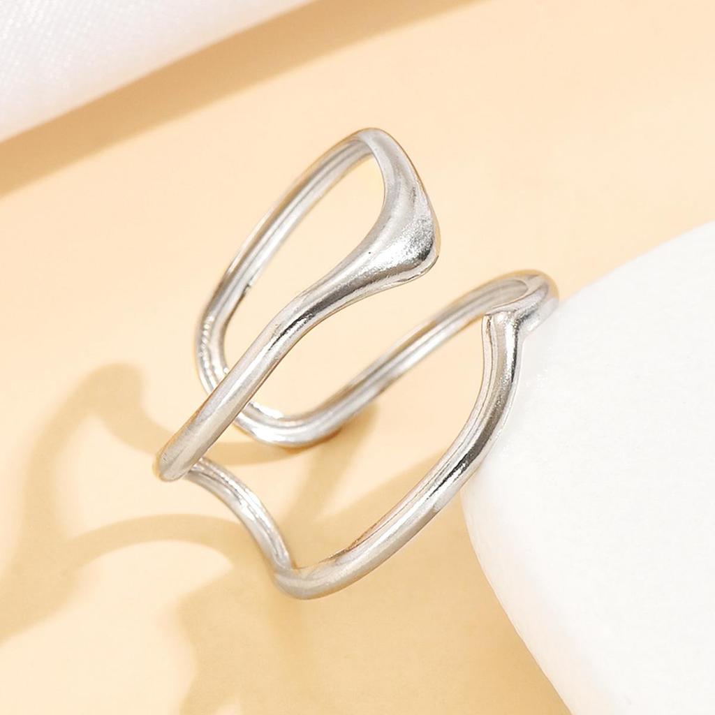 Women's Stainless Steel Open Band Ring - Minimalist, Stackable, Cold Style Jewelry