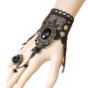 Gotisches Schwarzes Spitzenarmband und Ring Set Vintage Viktorianisches Punk Schmuck für Damen