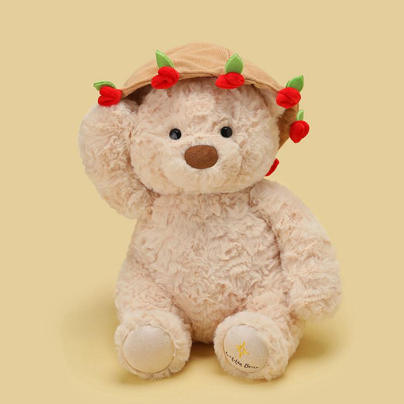 Valentine's Day Roses Teddy Bear Cartoon Animal Plush Toys 2 Colors Brown Bear Holding Roses Dolls Sweet Gift For Girls Lovers
