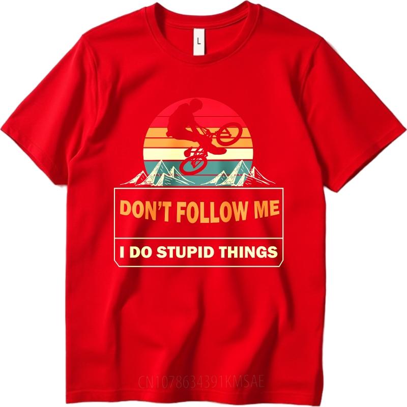 Relaxed Fit Unisex Round Neck t shirt Black Dont Follow Me I Do Stupid Things Comfort For her Tshirt male summer teeshirt S