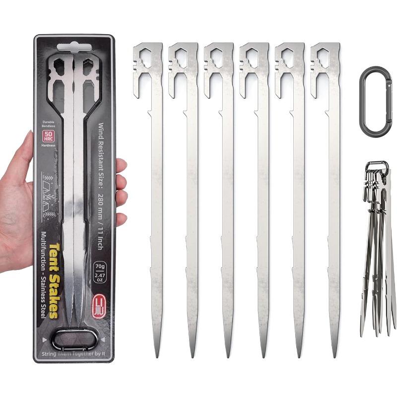 Stainless Steel Heavy Duty Tent Stakes Lightweight Wind Resistant Ground Pegs Outdoor Camping Tent Canopy Fixing Nails