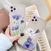 Purple Flower Phone Case for iphone 12 11 13 14 15 16 Pro Max X XS MAX XR for iphone 7 8 Plus SE 2020 Shockproof Mint Blue Cover