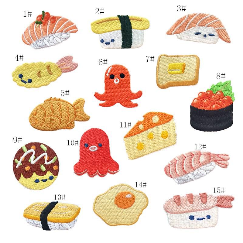 Cartoon Sushi Salmon Egg Embroidered Patch for Clothes & Bags