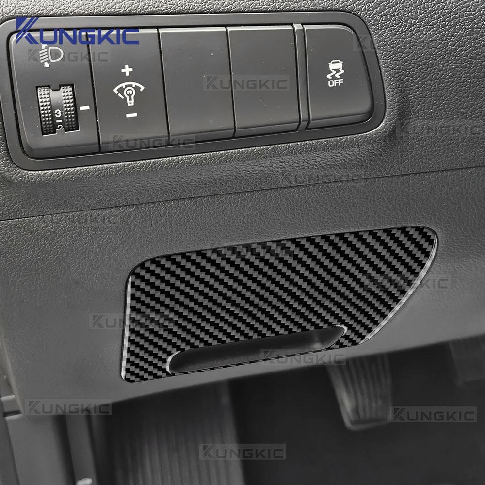 Carbon Fiber Fuse Box Cover Trim Sticker for Hyundai Tucson 2015-2020 Interior Panel
