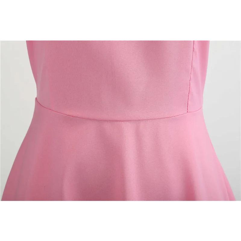 Damen Sommer Vintage Kleid Mit Gürtel Kurze Ärmel V-Ausschnitt Elegant Retro Schwingendes Partykleid