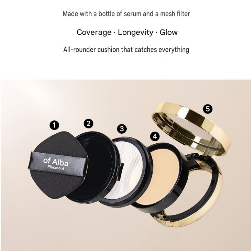 d'Alba Serum Glow Tension Cover Cushion SPF50+ PA++++ 17g + Refill 17g Set – Radiant Long-Lasting Coverage Cushion Foundation