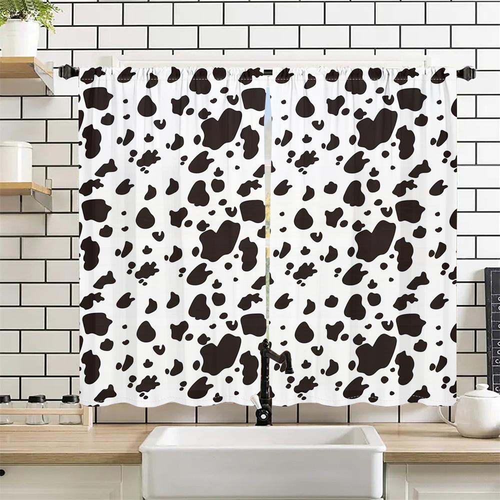 2Pcs Animal Texture Curtains Cow Spots Pattern Living Room Bedroom Kids Room Sunshade Fun Farm Theme Decor Curtains