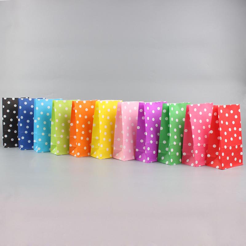 Colorful Polka Dot Kraft Paper Gift Bag with Handle for Takeaway and Baking