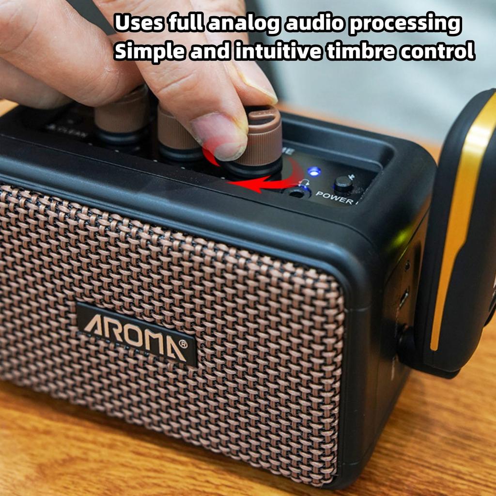 AG-04 Mini Guitar Amp 5W Portable Dual Speakers /Rechargeable Battery Powered Practice Guitar Combo Amplifier