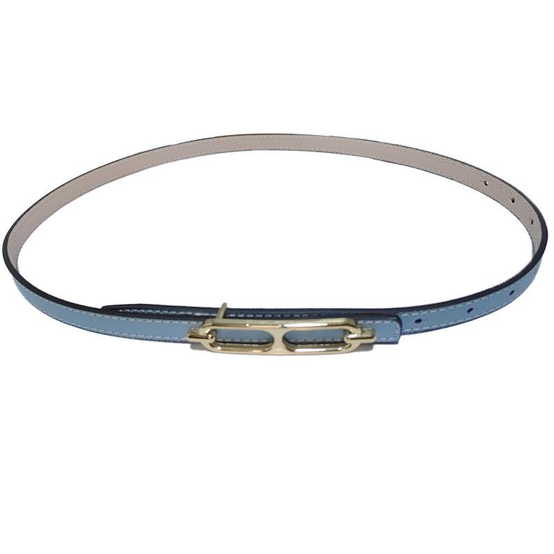 Echtes Leder Damen Schmal Europäisch Amerikanisch Mode Gürtel mit Dekorativem Legierungs Schnalle