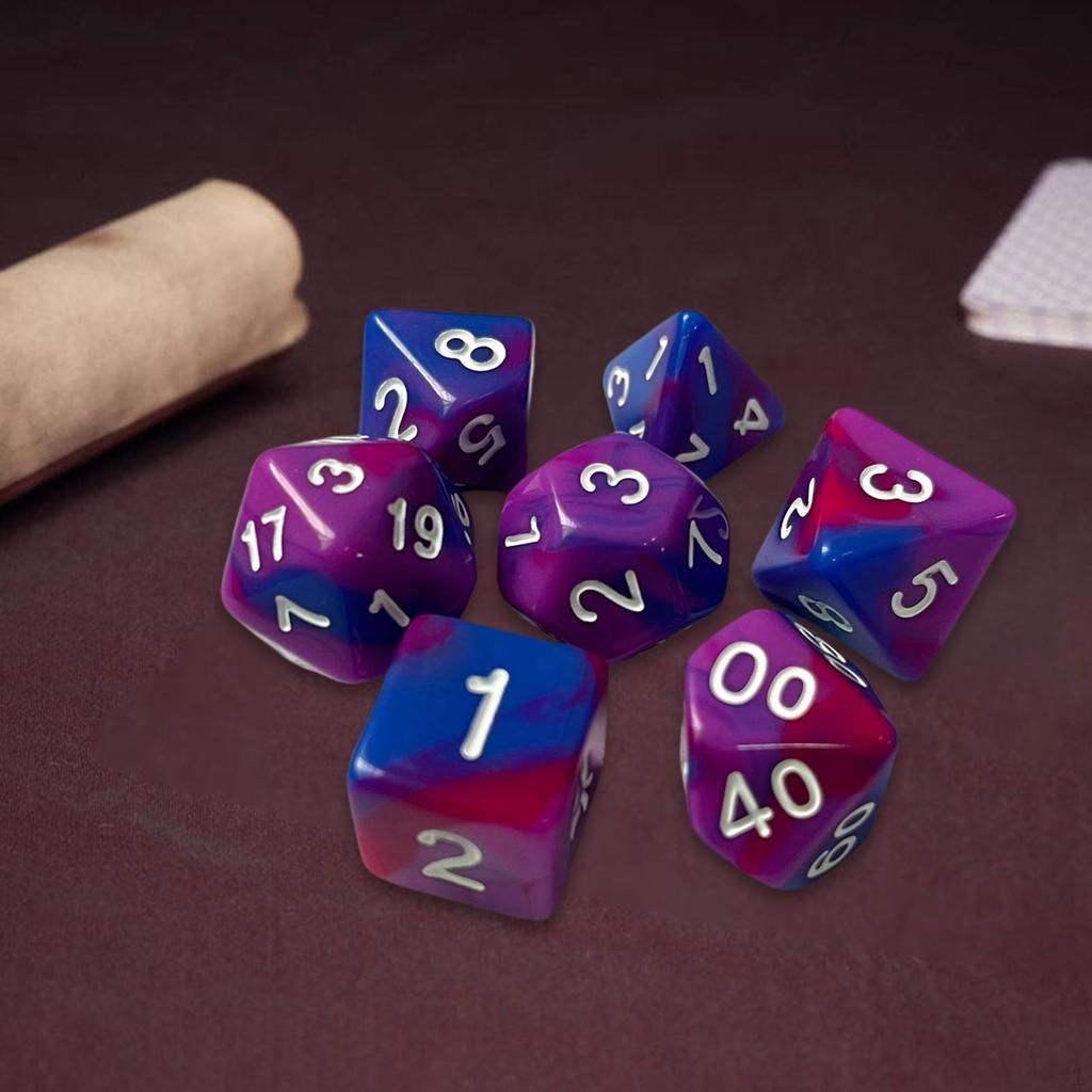 7 Piece RPG Dice Set Polyhedral 4 Color for Role Playing Game Cafe