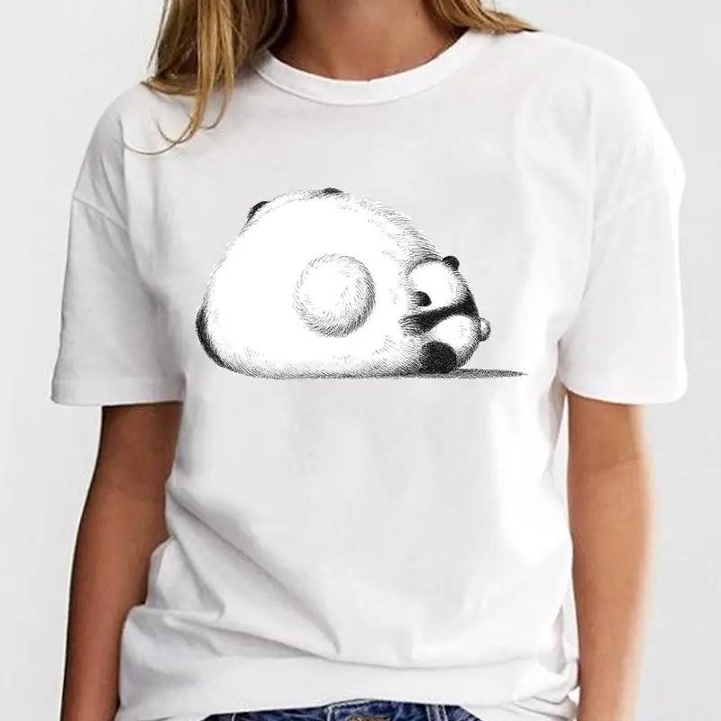New Panda Lovely Cute Tshirt Clothing Cartoon Graphic Print Short Sleeve Fashion Casual T Shirt Women Soft Clothing