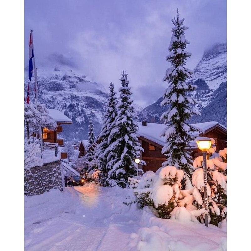 

Новый DIY 5D пейзаж алмазная живопись снежная сцена Алмазная вышивка крестиком полная круглая дрель мозаика домашний декор подарок Full Round 40x50CM