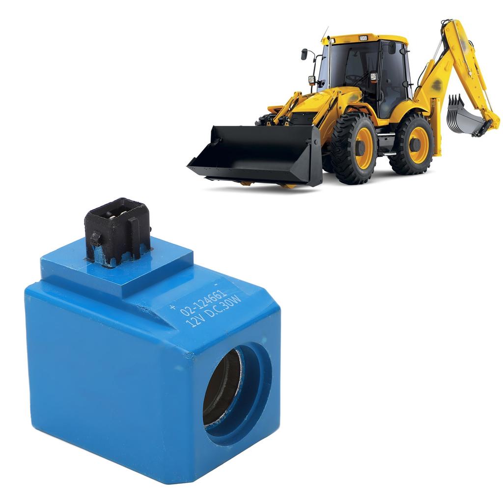 Solenoid Coil 02‑124661 12V 30W Round Pin Excavator Solenoid Valve Coil Replacement for JCB 3c 3cx 3d 3dx 4c 4cx 1400b 1550B