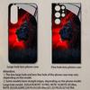 Custodia per Telefono 2D con Motivo Leone Ombra Rossa per Samsung S26 S25 S24 S23 S22 S21 S20 A56 A36 A16 - Copertura Protettiva in Vetro