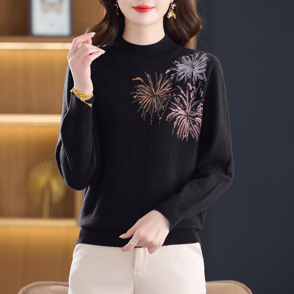 2025 Women's Plus Size Wool Sweater - 100% Wool Winter Base Layer, Loose Fit Fashionable Innerwear for Women