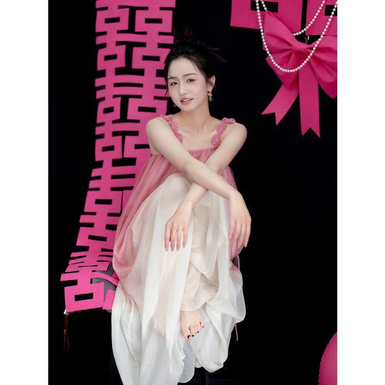 

Women s Spaghetti Strap Bridal Robe - Gradient Embroidered Fairy Pajamas Dress Small