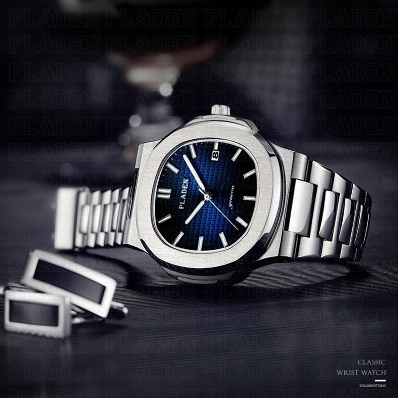 PLADEN Mens Quartz Watch Stainless Steel Waterproof Luminous Casual Sports Wristwatch