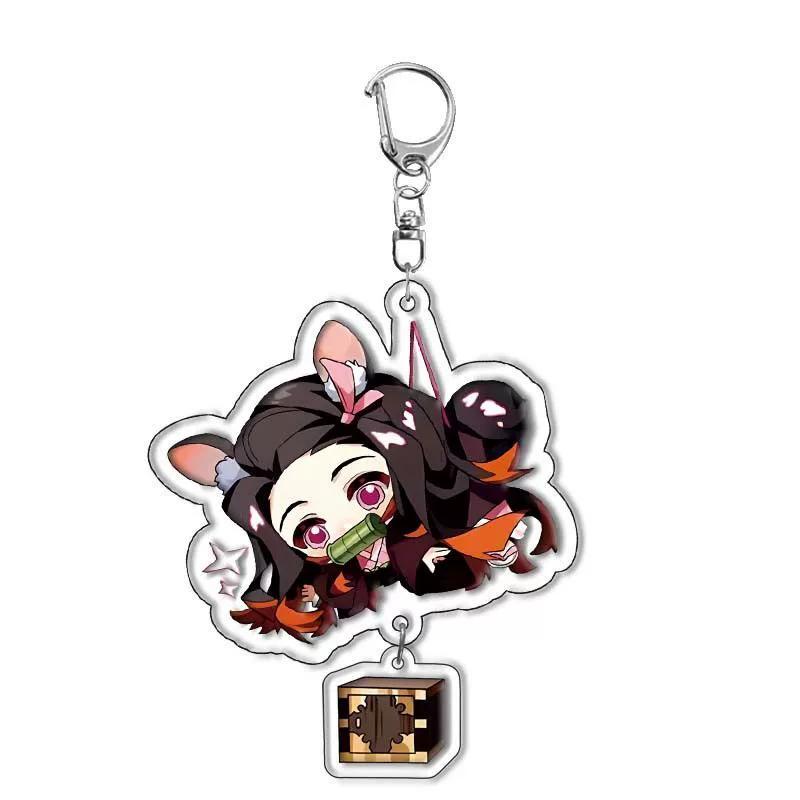 Keychain Pendant Anime Demon Slayer Kimetsu No Yaiba Kamado Tanjirou Double Sided HD Bag Pendant Gift For Fans Cosplay Props Jewelry Gift