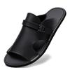 Men's Breathable Cowhide Beach Slippers - Soft Sole Roman Sandals, Size 47