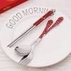 Ruhan X5 Blue & White Porcelain Stainless Steel Portable 3-Piece Cutlery Set