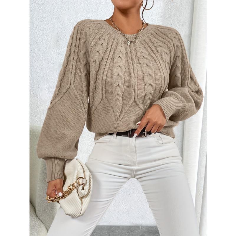 Women'S Chunky Sweater - Beige/Neutral-Toned Sweater for Fall/Winter, Cozy Sweater for Everyday & Formal Outfits, Women'S Sweater Clothing