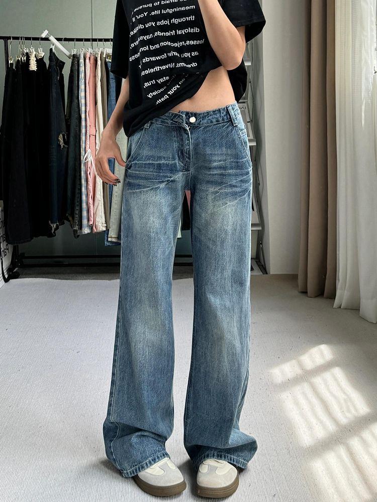 

Ретро джинсы клеш больших размеров для женщин - Летняя коллекция 2025 M синий