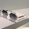 Non-polarized Europe and America Polygon Diamond Edge Trimming Rimless Sunglasses Men Women Fashion Ocean Slicemetal Frame Glasses