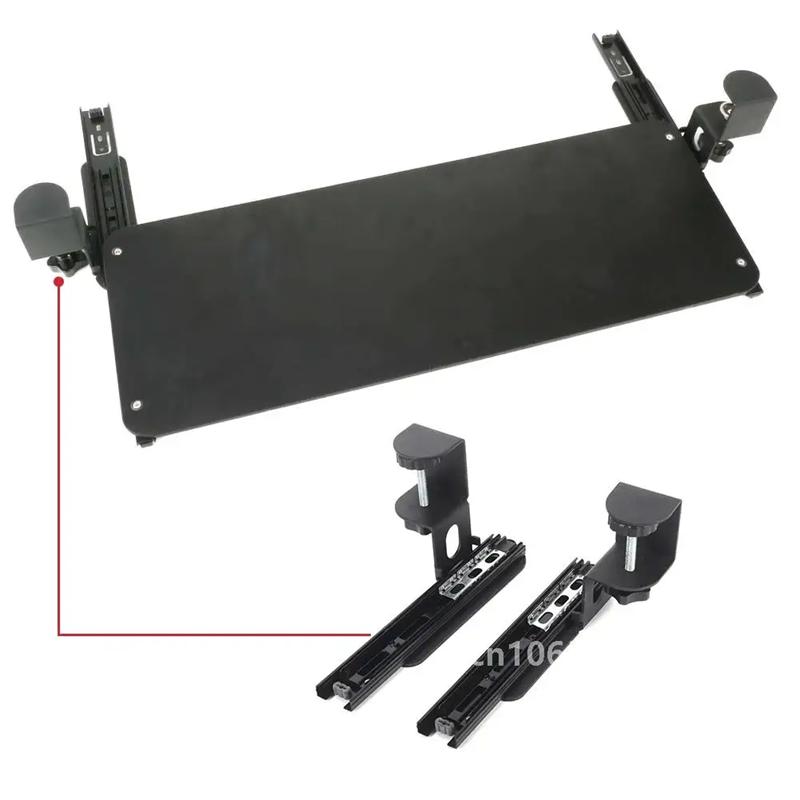 Keyboard Bracket Punch-Free Sturdy Clamp-On Slide Rail Keyboard Tray Under Desk Clip Table Mount Drawer Mouse Storage Rack
