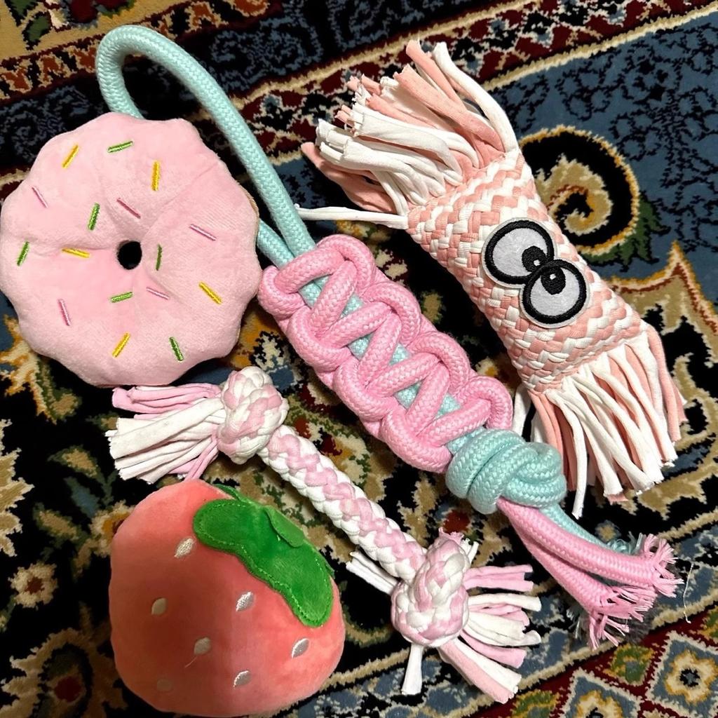 New Dog Cotton Rope Toy Set Squeaky Chew Toys for Small Dogs Puppies Teeth Cleaning Play Knot Toys for Indoor Toys for Puppies
