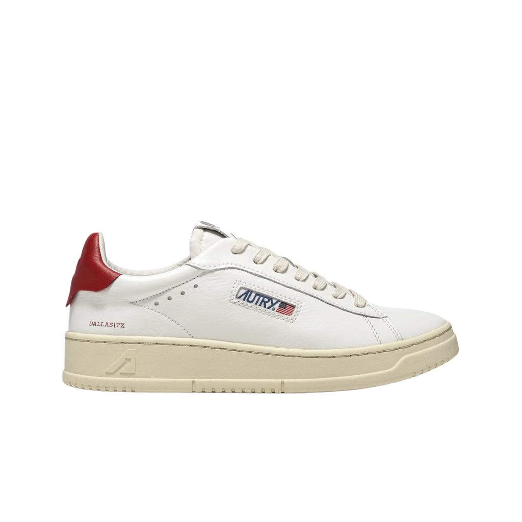 (w) Autry Dallas Low Leather Sneakers White Red