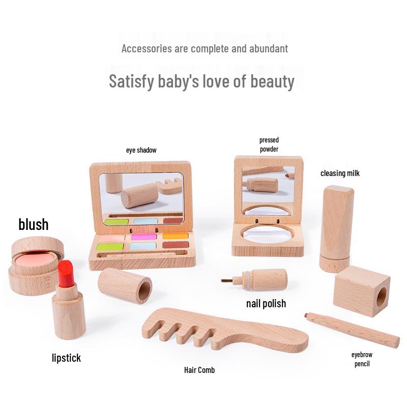 Wooden Children's Makeup Playset: Pretend Play Dressing Table for Girls