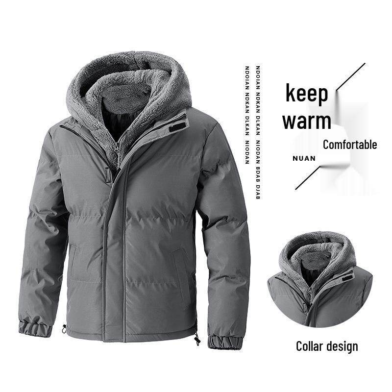 Men's Plus Size Hooded Cotton Fleece Jacket - Warm, Cold-Resistant, Padded for Autumn/Winter 2025.