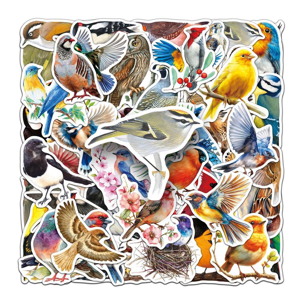 Waterproof Cute Bird Swallow Stickers - 50 Sheets for Graffiti, Stationery, Storage Box, Car, Notebook & More!