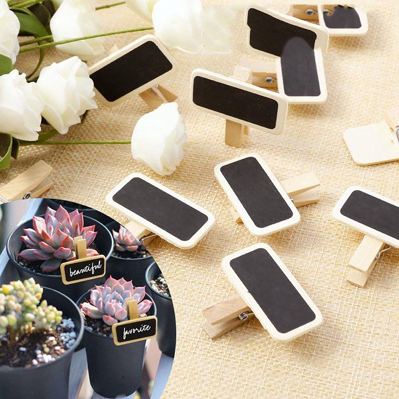 50 Mini tabule Dřevo Zpráva Břidlice Obdélník Klip Panel Karta Poznámky Štítek