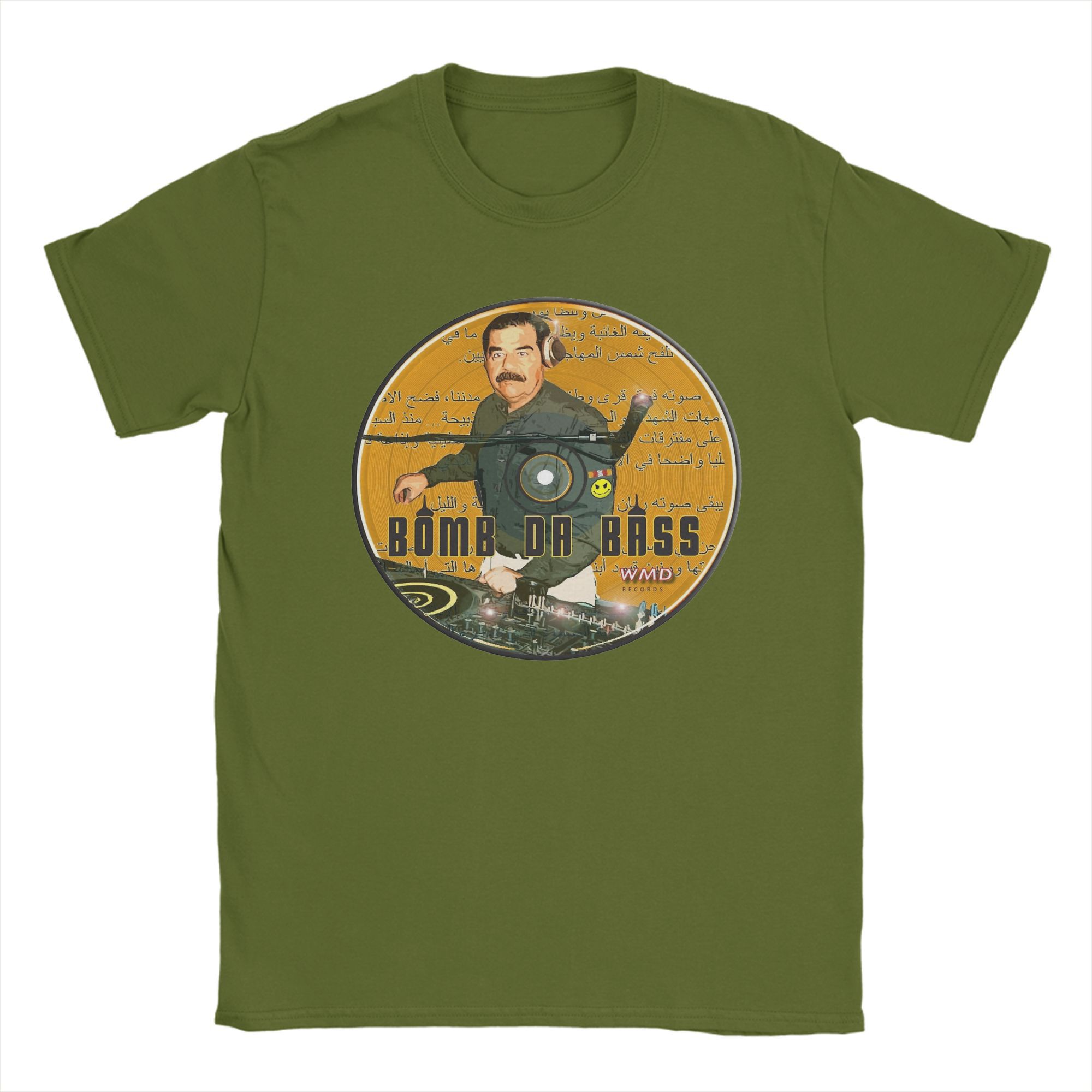 

Футболка Bomb the Bass Dj Саддам Хусейн Мужская Потрясающие футболки из 100% хлопка Круглый вырез Короткий рукав Летняя одежда 4XL