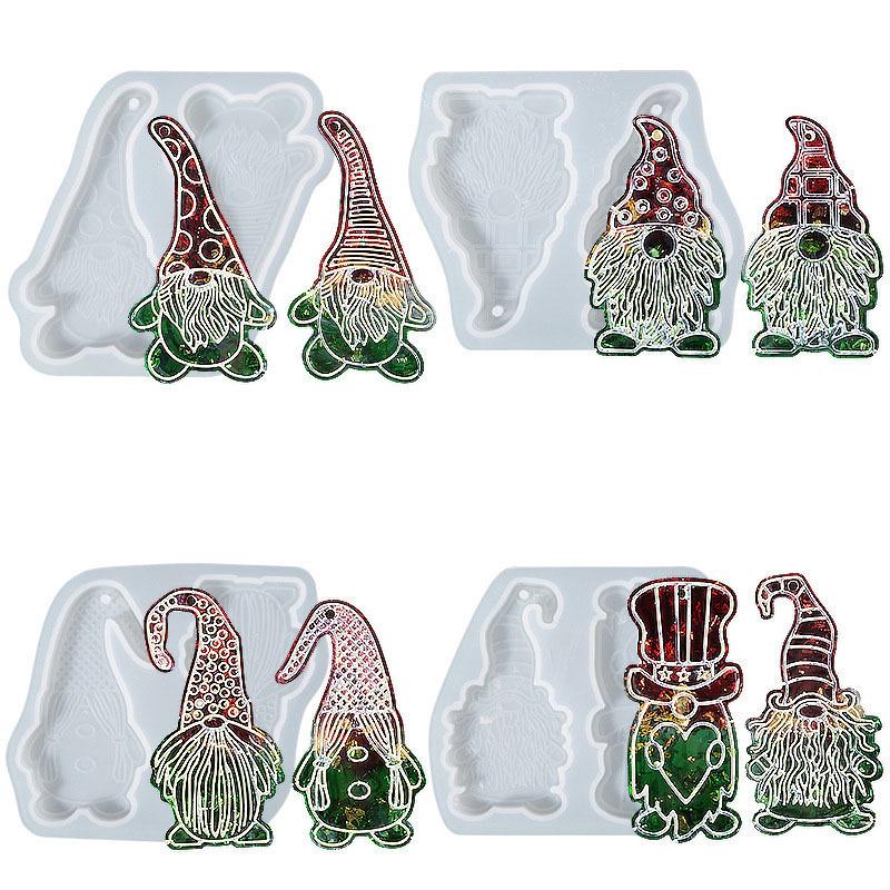 Poppy DIY Resin Mold: Double Santa Claus Pendant