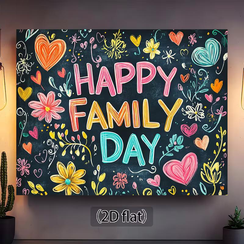 2D Family Day Celebration Photo Booth Background Banner