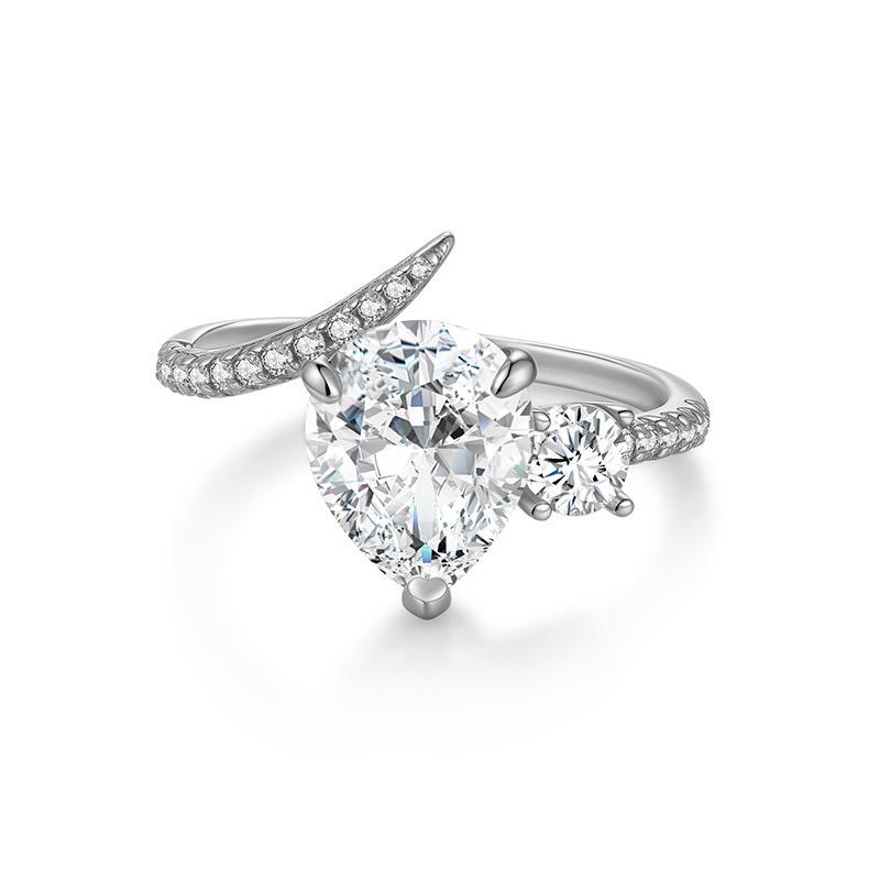 Elegant Twisted Split Shank Moissanite Ring S925 Silver 18K White Gold Plated Dainty Ladies Proposal Anniversary Birthday Gift