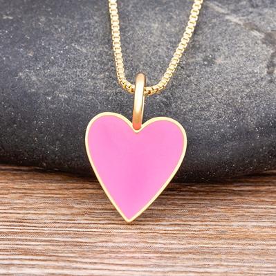 Nidin Romantic Heart Couple Necklace 5 Colors Simple Valentine's Day Sweater Chain Fine Friend Lovers Wedding Party Gift Jewelry