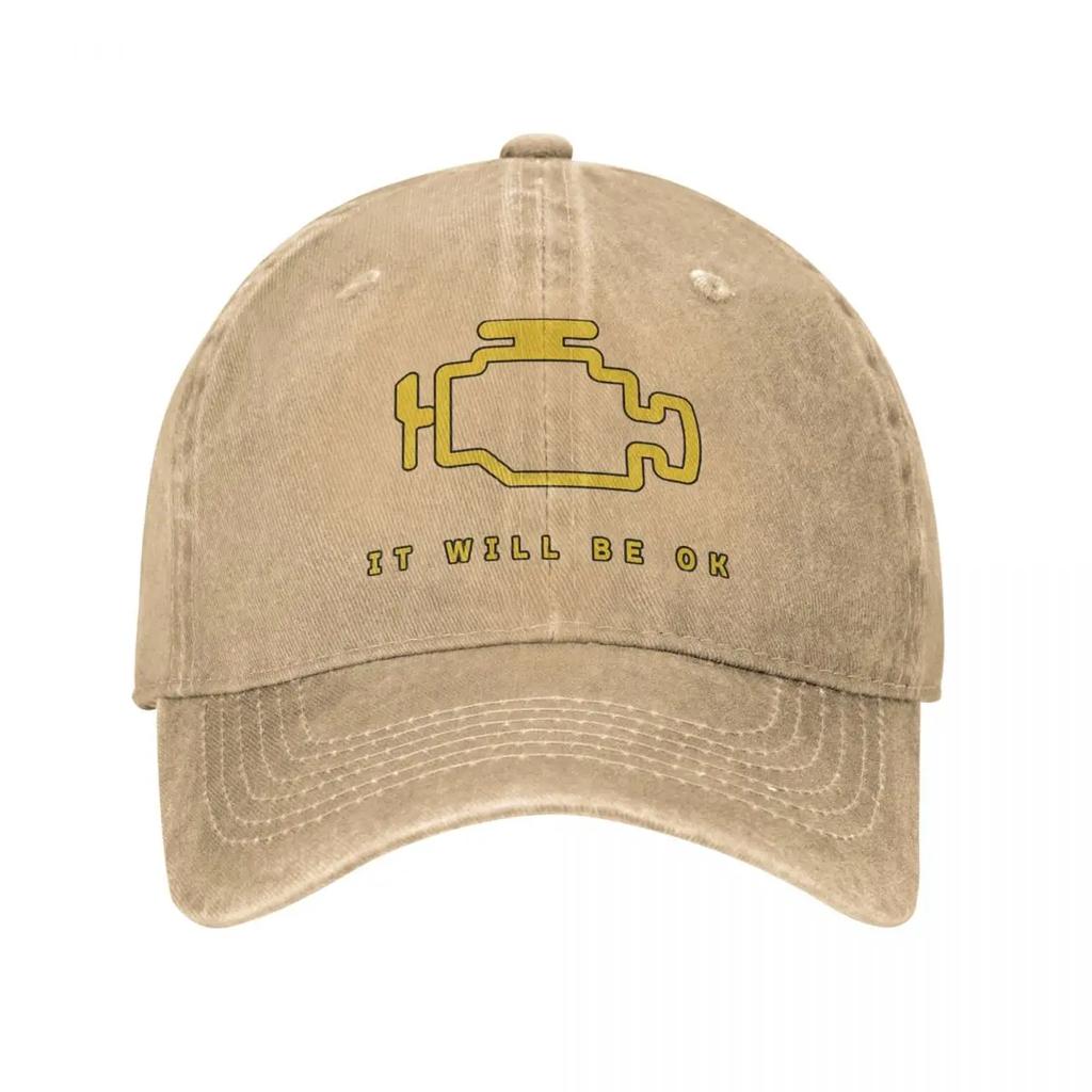 Fashion Water Washing Mechanic Auto Repair Check Engine Light Baseball Caps Homme Sun Hat Adjustable Cap Hats