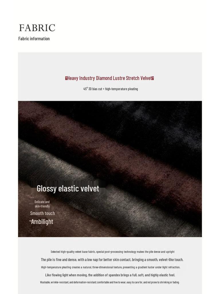 Iridescent Velvet Elastic Fishtail Midi Skirt - High-Waisted, Bias-Cut, Heavy-Duty, Slimming, Women's Autumn/Winter Skirt