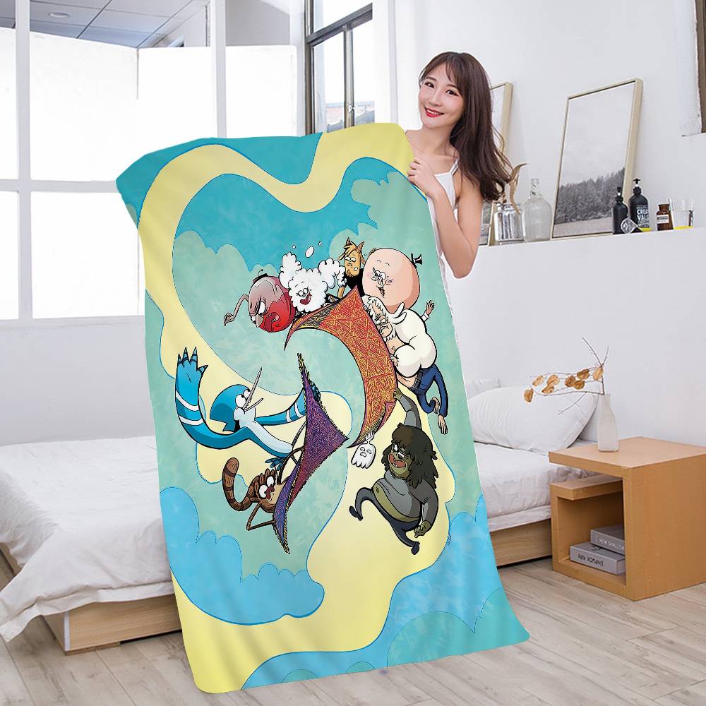 R-Regular Cartoon Show Microfiber Printed Beach Towel Mountain Climbing Yoga Beach Swimming Running Absorbent Soft Towel