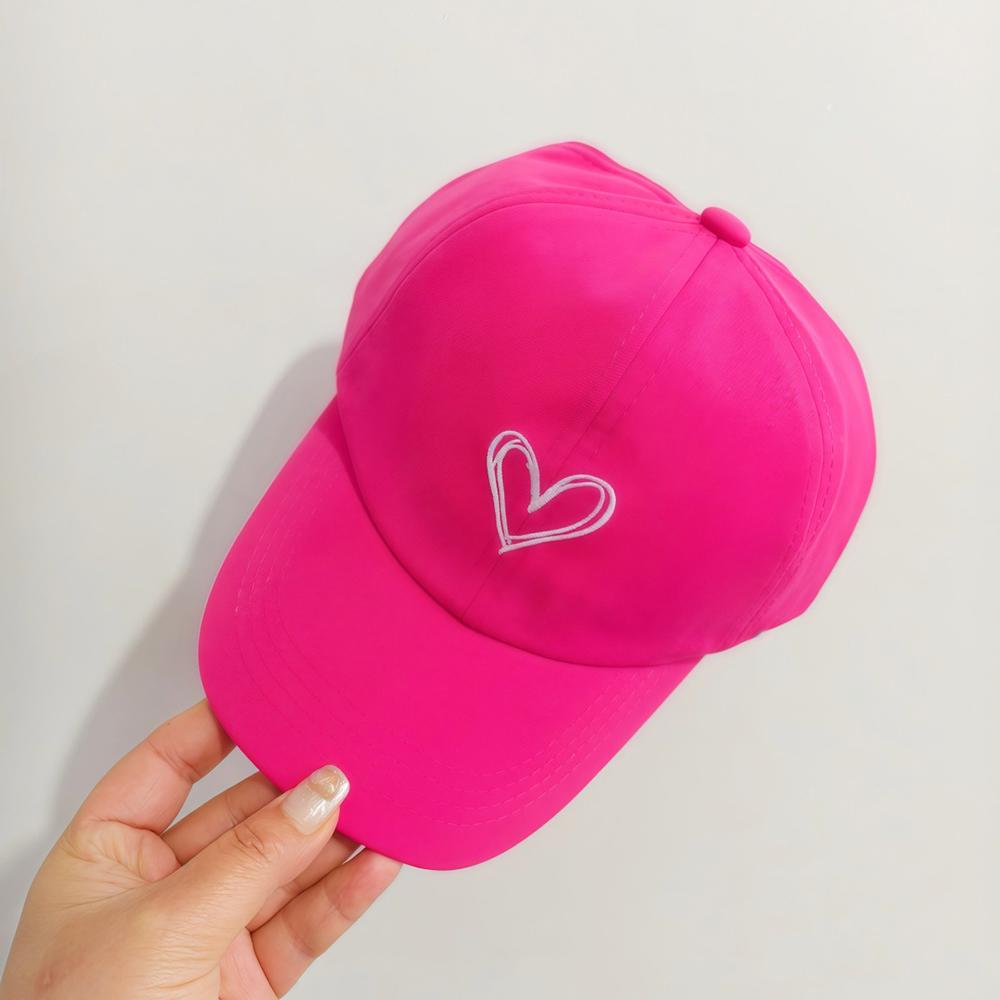 

Sweet Cute Love Heart Embroidery Baseball Hat For Boys Girls Simple Casual Children Summer Cap Fashion Hollow High Ponytail Caps розы красного