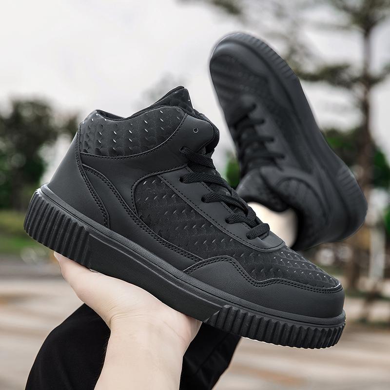 Winter Warm White Black Leather Men Casual Shoes Women High Tops Flats Leisure Shoes Sporte Skateboard Shoes Chaussure Homme