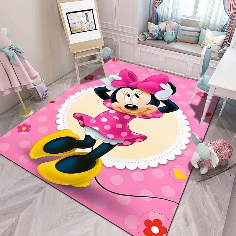 Cute Cartoon Carpet Minnie Mouse Printed Rug for Home Living Room Bedroom Kids Room Decor Non-slip Floor Mat Next Day Shipping